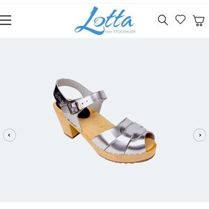 Lotta from Stockholm peep toe clog in silver.